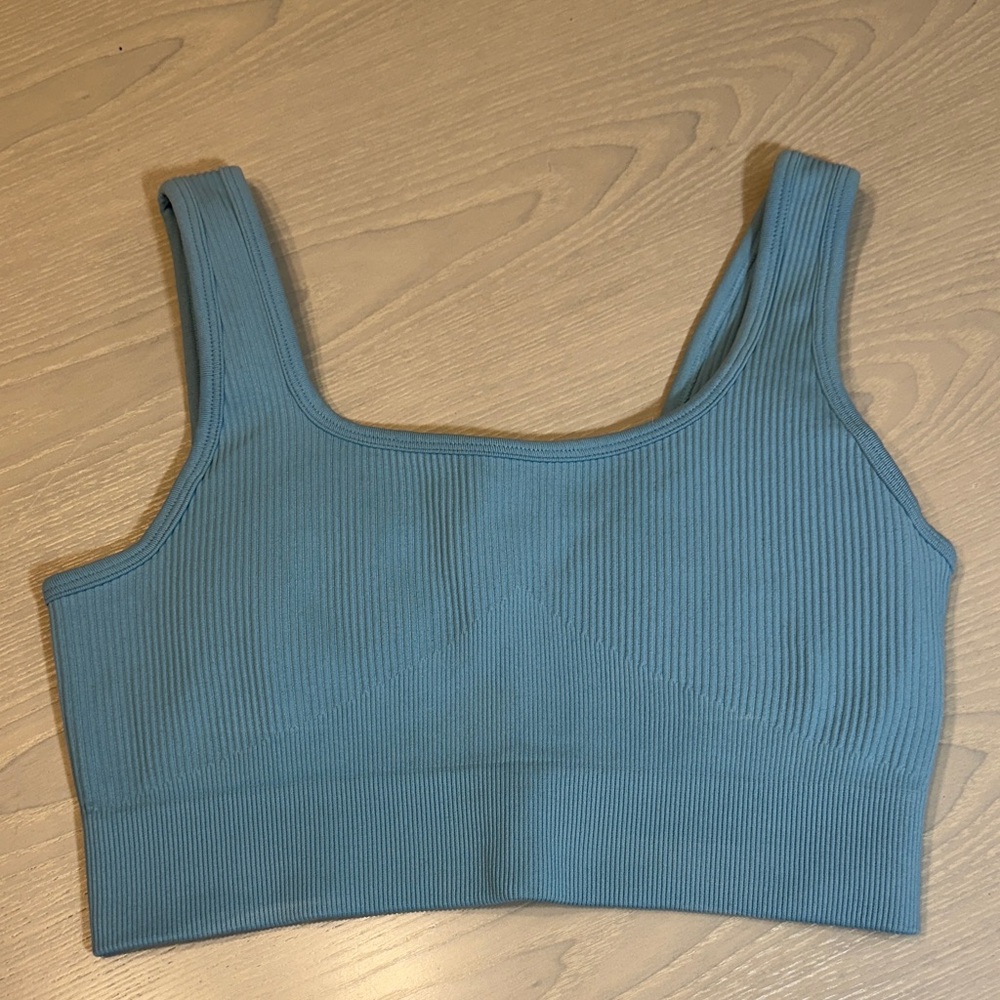 Light Blue Ribbed Workout Set - Picture 2 of 3